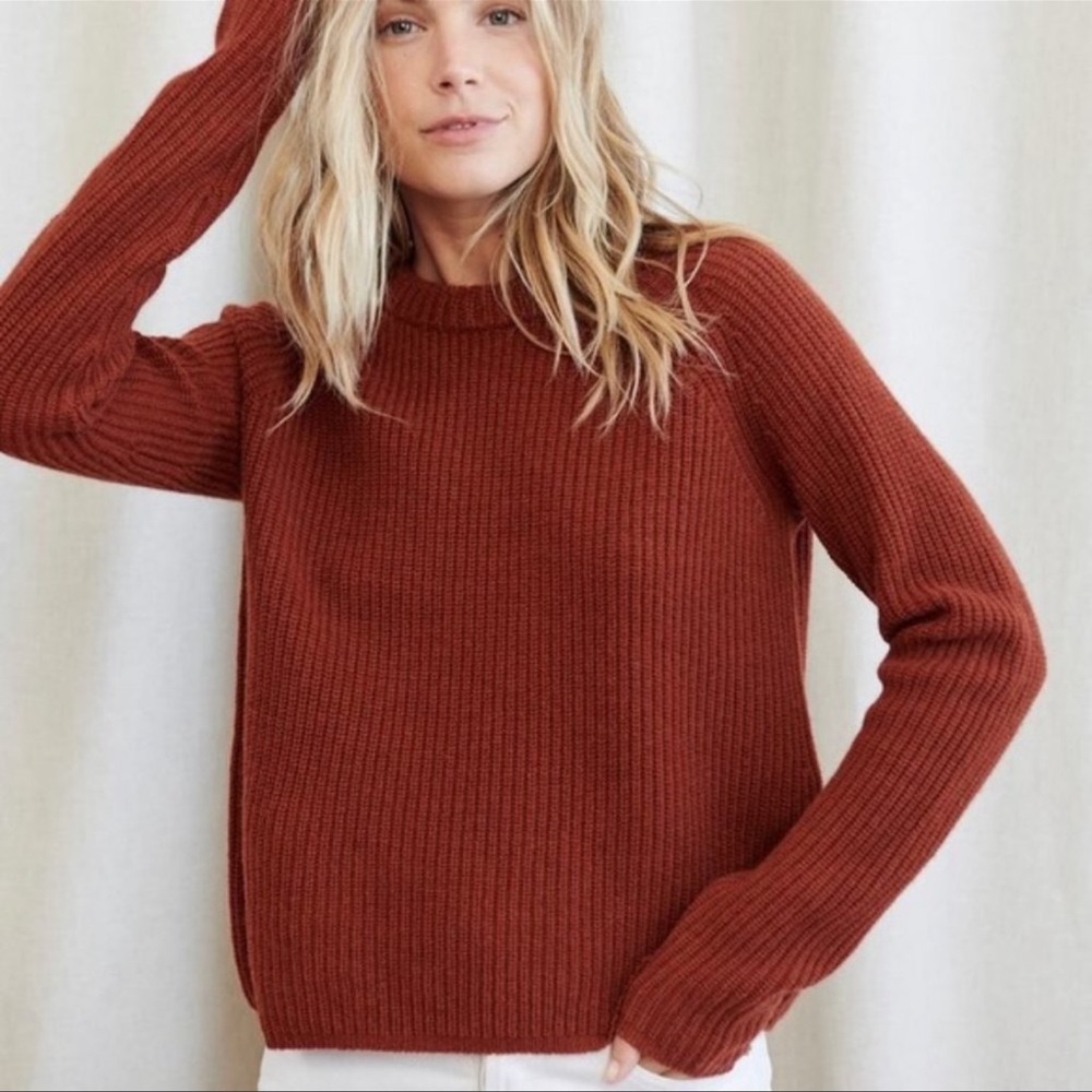 Jenni Kayne Cashmere Fisherman Sweater, Rust